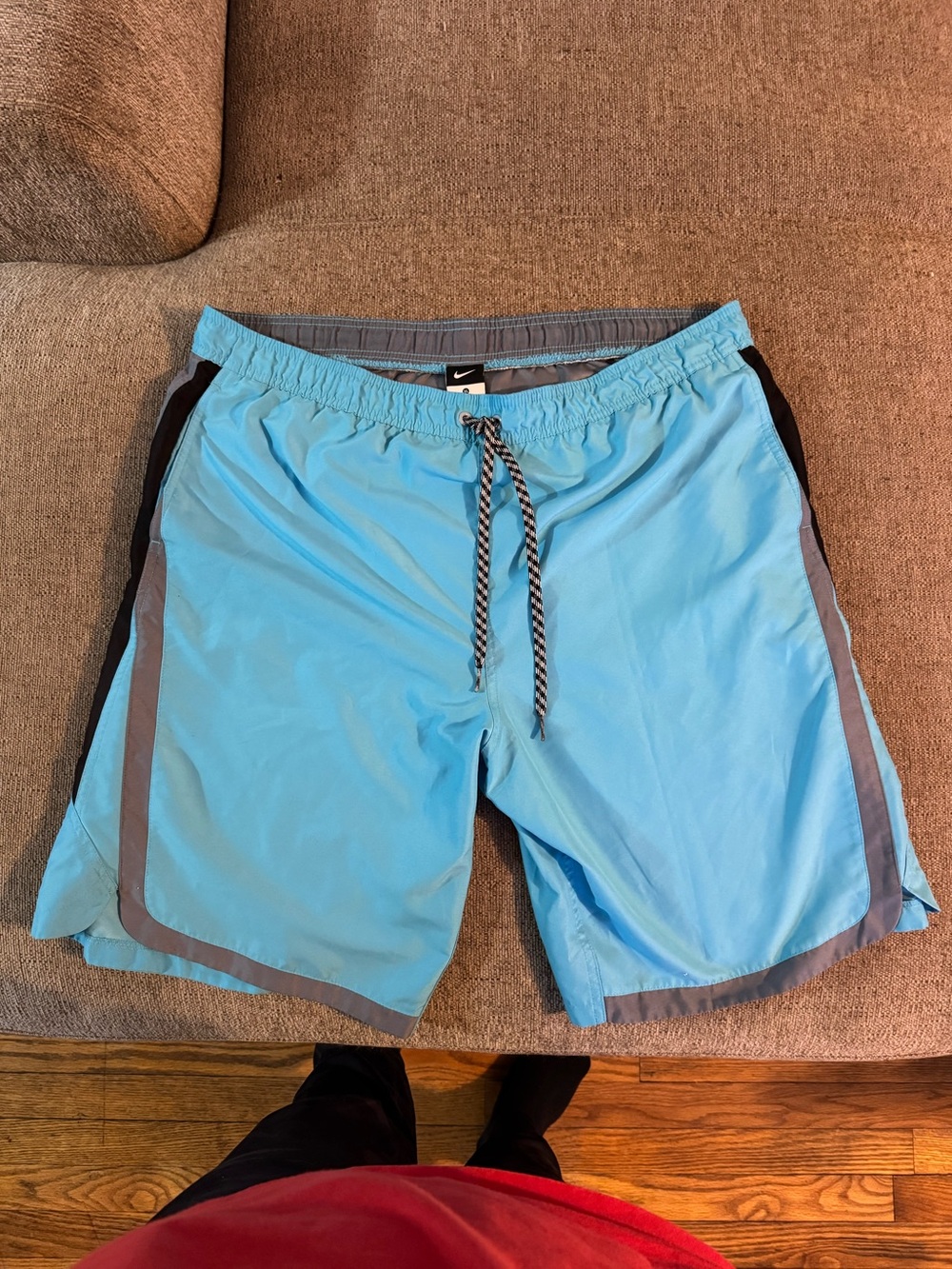 Nike Men’s Sky Blue Swim Shorts with Gray Trim